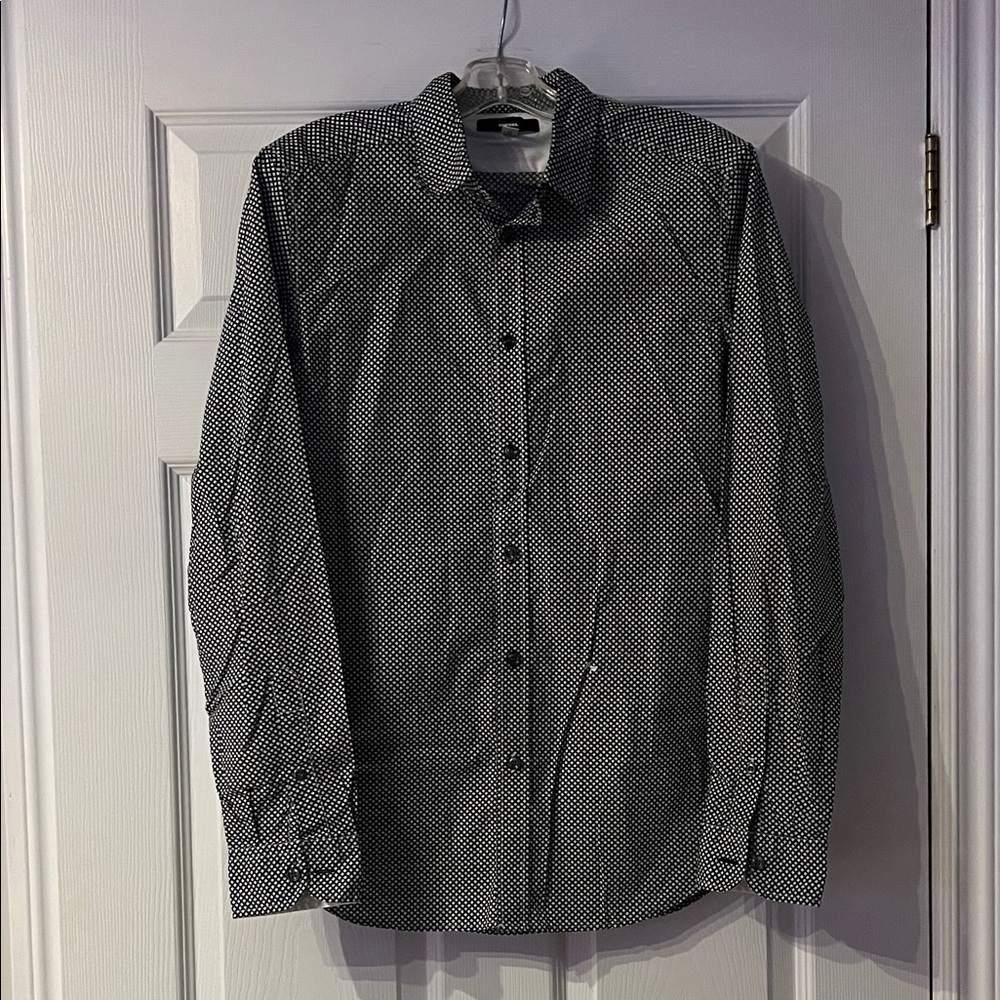 Diesel Black and White Patterned Button Down Shirt